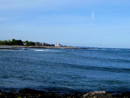 The Rye Harbor waterfront as viewed from Route 1-A.